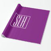 Kras Modern 3 Initiaal Monogram | Wit & Paars Cadeaupapier (Uitgerold)