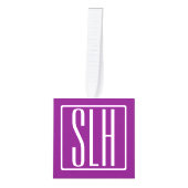 Kras Modern 3 Initiaal Monogram | Wit & Paars Decoratie (Voorkant)