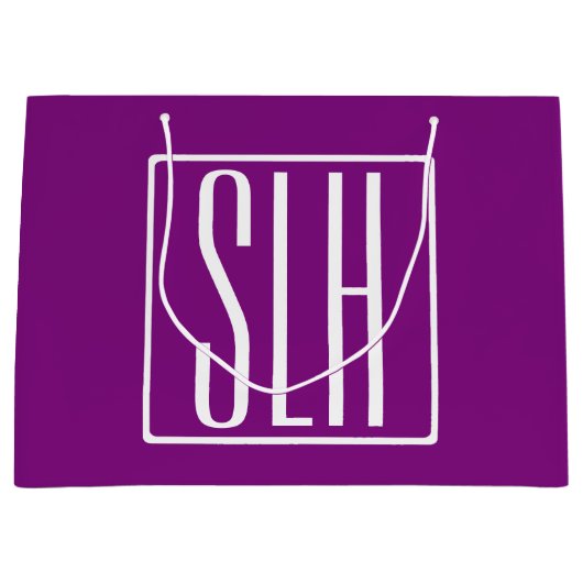 Kras Modern 3 Initiaal Monogram | Wit & Paars Groot Cadeauzakje (Voorkant)