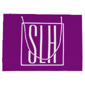 Kras Modern 3 Initiaal Monogram | Wit & Paars Groot Cadeauzakje (Achterkant)