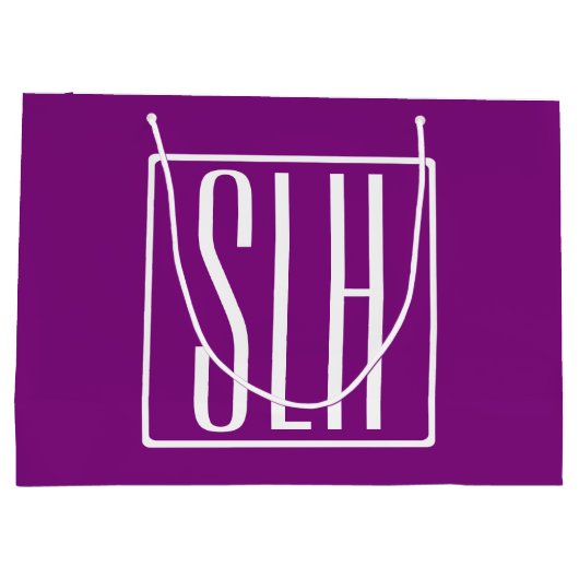 Kras Modern 3 Initiaal Monogram | Wit & Paars Groot Cadeauzakje (Achterkant)