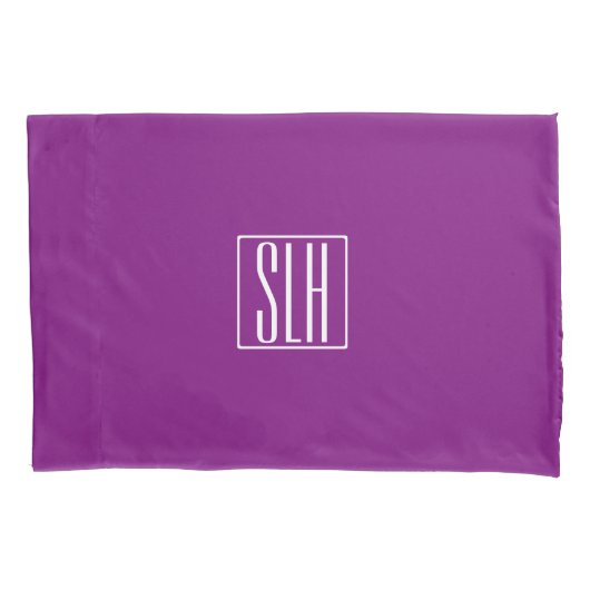 Kras Modern 3 Initiaal Monogram | Wit & Paars Kussensloop (Voorkant)