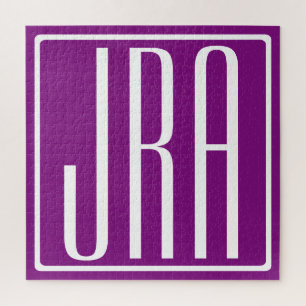 Kras Modern 3 Initiaal Monogram Wit & Paars Legpuzzel