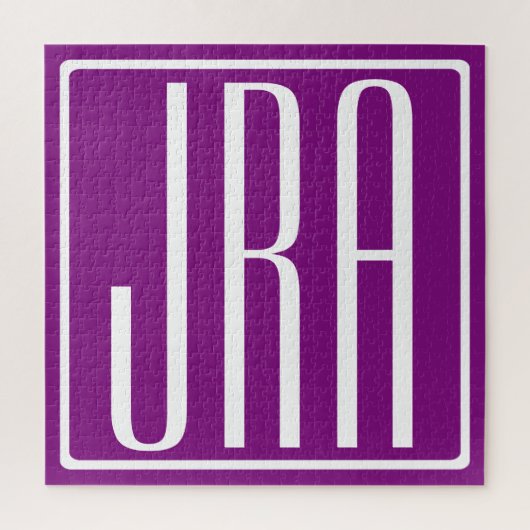 Kras Modern 3 Initiaal Monogram | Wit & Paars Legpuzzel (Verticaal)