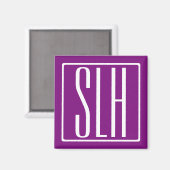 Kras Modern 3 Initiaal Monogram | Wit & Paars Magneet (Voorkant / Achterkant)