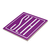 Kras Modern 3 Initiaal Monogram | Wit & Paars Tegeltje (Zijkant)