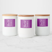 Kras Modern 3 Initiaal Monogram | Wit & Paars Voedselcontainer Etiket (Flessen)
