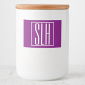 Kras Modern 3 Initiaal Monogram | Wit & Paars Voedselcontainer Etiket (Voorkant)