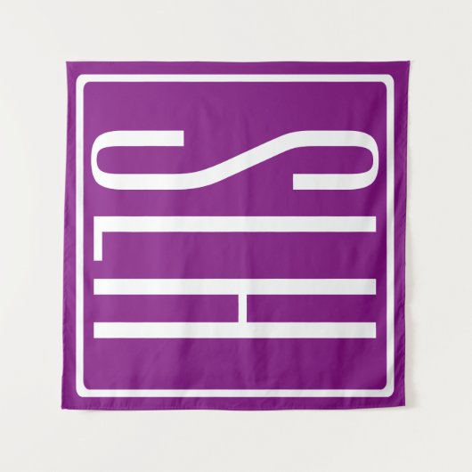 Kras Modern 3 Initiaal Monogram | Wit & Paars Wandkleed (Voorkant (horizontaal))