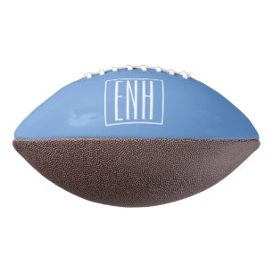 Kras Modern 3 Initiaal Monogram Zachte Blauwe American Football