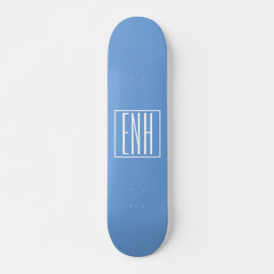 Kras Modern 3 Initiaal Monogram Zachte Blauwe Persoonlijk Skateboard