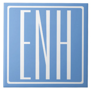 Kras Modern 3 Initiaal Monogram   Zachte Blauwe Tegeltje