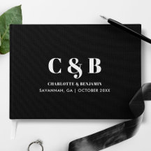 Kras Modern Minimalistisch Zwart Monogram Trouwen