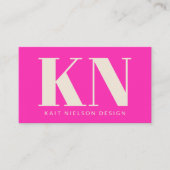 Kras Modern Monogram Professioneel Heet Roze Visitekaartje (Voorkant)