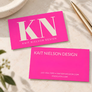 Kras Modern Monogram Professioneel Heet Roze Visitekaartje