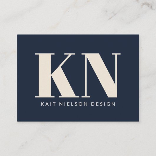 Kras Modern Monogram Professioneel Navyblauw Visitekaartje (Voorkant)