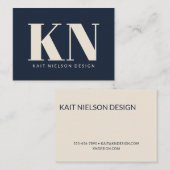 Kras Modern Monogram Professioneel Navyblauw Visitekaartje (Voorkant / Achterkant)