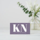 Kras Modern Monogram Professioneel Paars Visitekaartje (Staand voorkant)