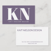 Kras Modern Monogram Professioneel Paars Visitekaartje (Voorkant / Achterkant)