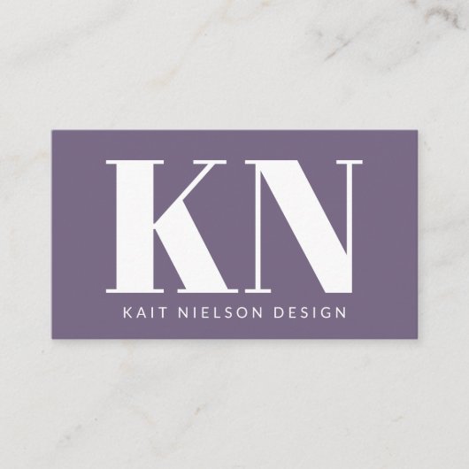 Kras Modern Monogram Professioneel Paars Visitekaartje (Voorkant)