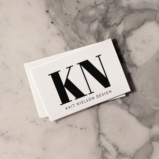 Kras Modern Monogram Professioneel Zwart Wit Visitekaartje