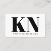 Kras Modern Monogram Professioneel Zwart Wit Visitekaartje (Voorkant)