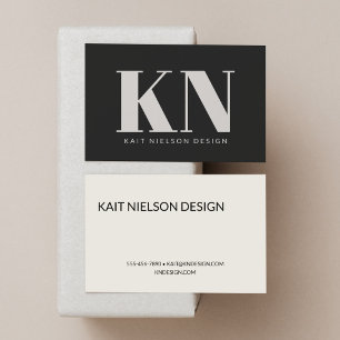 Kras modern monogram professioneel zwarte achtergr visitekaartje