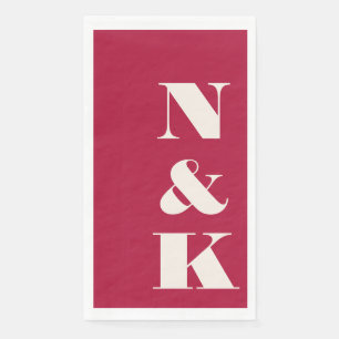 Kras Moderne Monogram Eerste Letters Trouw Rood Servet