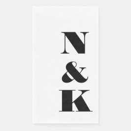 Kras Moderne Monogram Eerste Letters Trouw Wit Servet