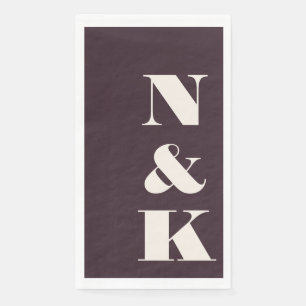 Kras Moderne Monogram Eerste Letters Trouwpluim Servet