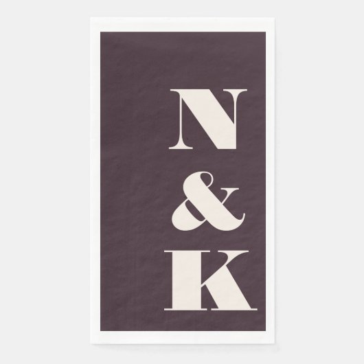 Kras Moderne Monogram Eerste Letters Trouwpluim Servet (Voorkant)