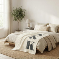 Kras Moderne Monogram Eerste Letters Zwart Crème N