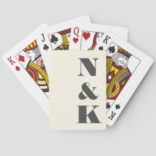 Kras Moderne Monogram Eerste Letters Zwart Crème T Pokerkaarten