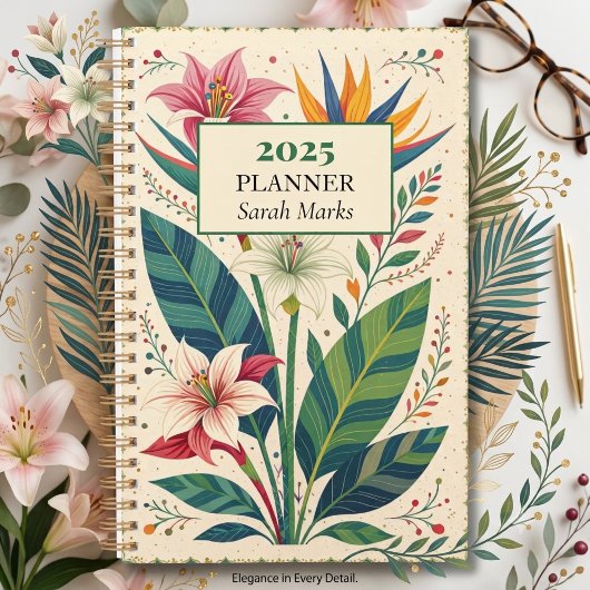 Kras Patroon van Tropische Botanische Initialen Planner
