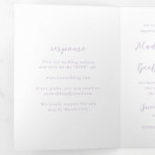 Kras schrift Lila Elegante Trouwdag Drieluik Uitnodiging (Binnenzijde eerst)