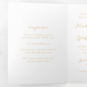 Kras Script Aards Neutraal Elegant Bruiloft Drieluik Uitnodiging (Binnenzijde eerst)