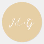 Kras script Aards Neutraal Elegant Bruiloft Ronde Sticker (Voorkant)