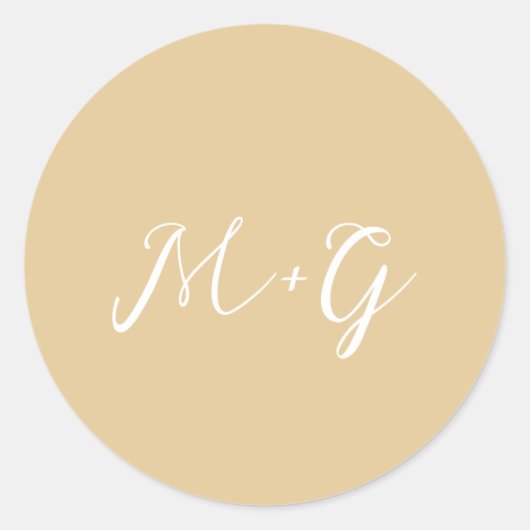 Kras script Aards Neutraal Elegant Bruiloft Ronde Sticker (Voorkant)