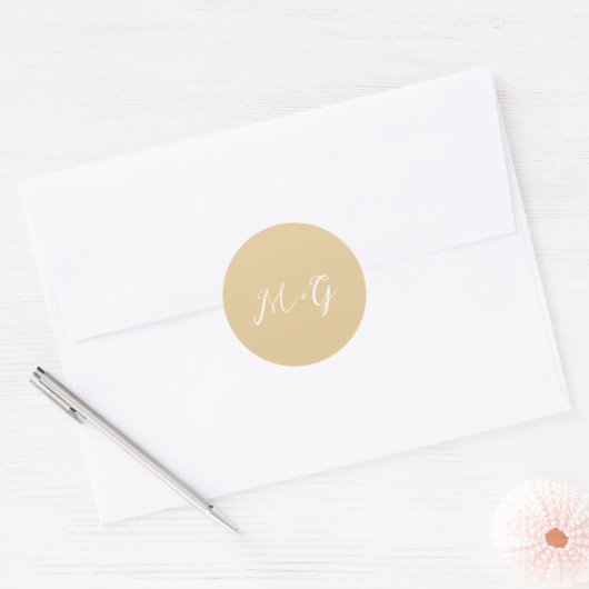 Kras script Aards Neutraal Elegant Bruiloft Ronde Sticker (Envelop)