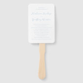 Kras script poederblauw elegant trouwprogramma handwaaier (Voorkant)