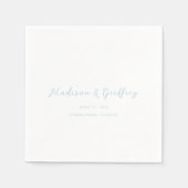 Kras script poederblauw elegante trouw servet (Voorkant)