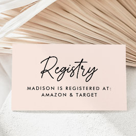 Kras script roze baby shower verlanglijst informatiekaartje
