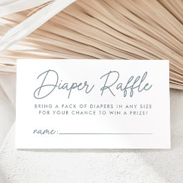 Kras script Stofblauwe Baby Shower Luier Raffle Informatiekaartje
