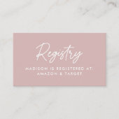 Kras script stoffige roze babyshower verlanglijst informatiekaartje (Voorkant)