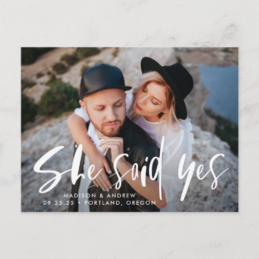 Kras script 'Ze zei ja' foto save the date Aankondigingskaart (Voorkant)