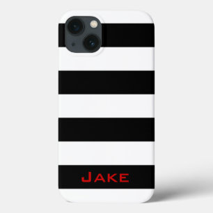 Kras Simpel Zwart en Wit Strepen iPhone 13 Hoesje