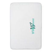Kras Witte Teal Monogram Naam Badmat (Voorkant Verticaal)
