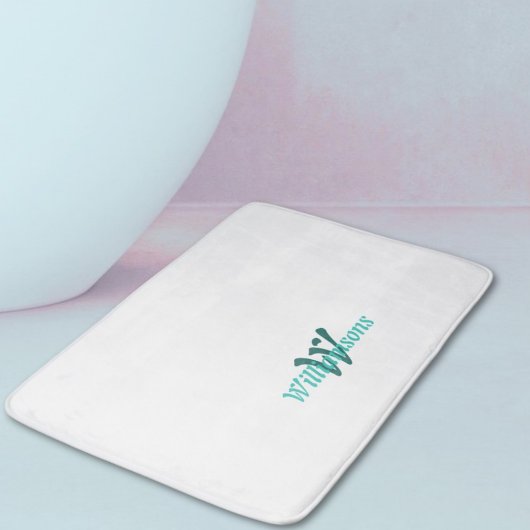 Kras Witte Teal Monogram Naam Badmat