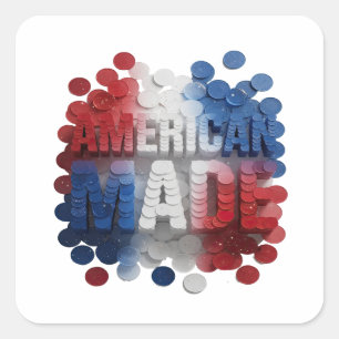 Kras Zilver AMERIKAANS GEMAAKT Decal ontwerp Vierkante Sticker