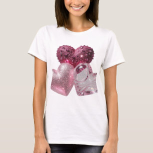 Kras zilver DRIE HARTEN 3D-tekstkunst T-shirt